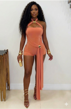 Load image into Gallery viewer, Orange &amp; Gold Romper

